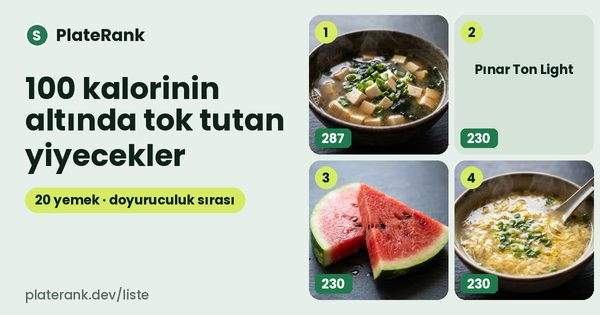 100 kalori altı doyurucular